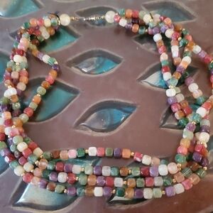 Source Unknown Red and Pink Multi-Strand Necklace